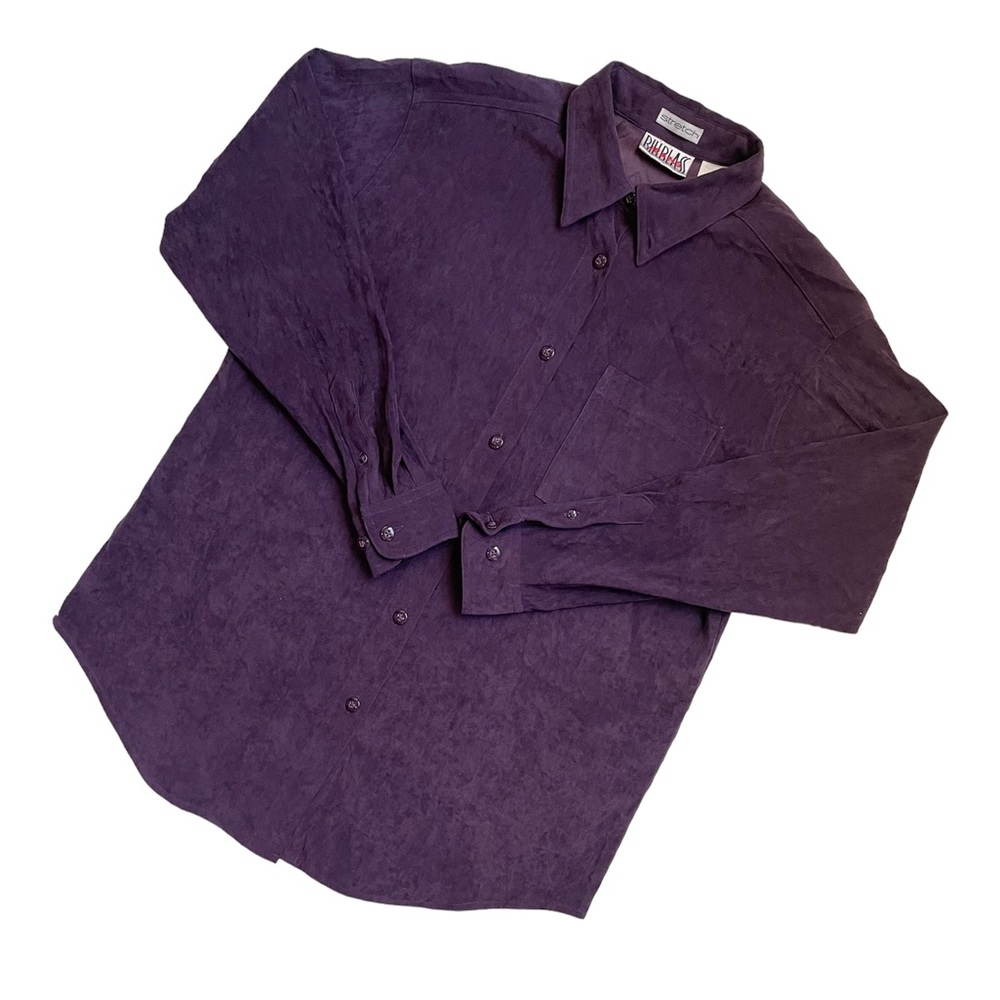 90s Billblass jeans purple button down long sleeve top - Picture 12 of 17